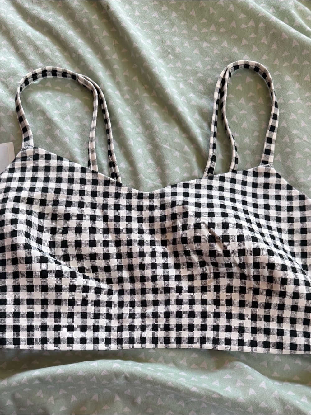 all in motion Black & White Gingham Spaghetti-Strap Crop Bra